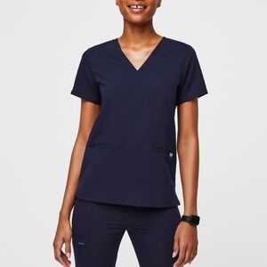 Figs Casma Scrub Top- Small- Navy Blue